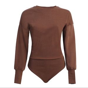 JLUXLABEL CHOCOLATE AMBREAL CREW NECK BODYSUIT